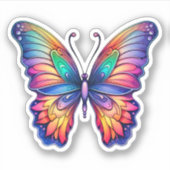 Rainbow Abstract Vlinder Waterverf Kunstwerk Sticker (Voorkant)