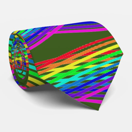 Rainbow Abstracte kleuren met groen Stropdas (Opgerold)