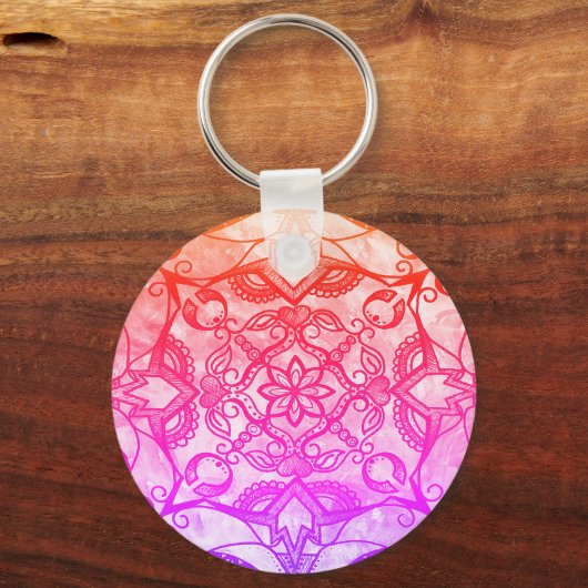 Rainbow Abstracte Mandala Sleutelhanger (Voorkant)