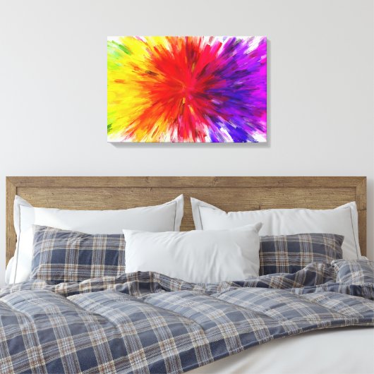 Rainbow Abstracte verfkunststofstijl digitale kuns Canvas Afdruk (Insitu (Slaapkamer))