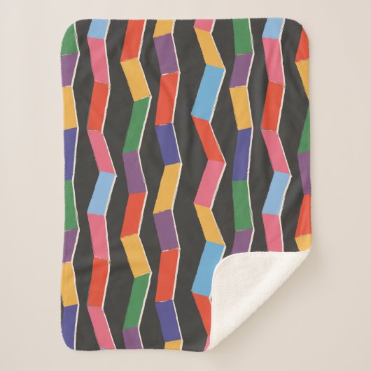 Rainbow abstracte zzag naadloos patroon, handpai sherpa deken (Voorkant)