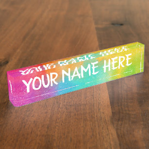 Rainbow-achtergrond - Pas uw eigen Desk-naam aan Naambordje