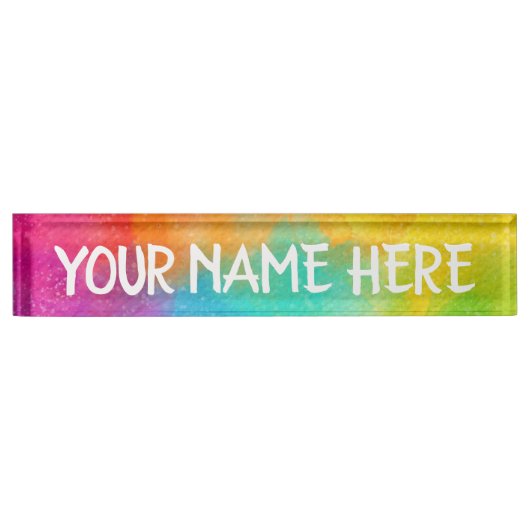 Rainbow-achtergrond - Pas uw eigen Desk-naam aan Naambordje (Voorkant)