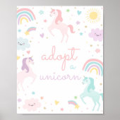 Rainbow Adopteer een eenhoorn verjaardagsfeestje Poster (Voorkant)