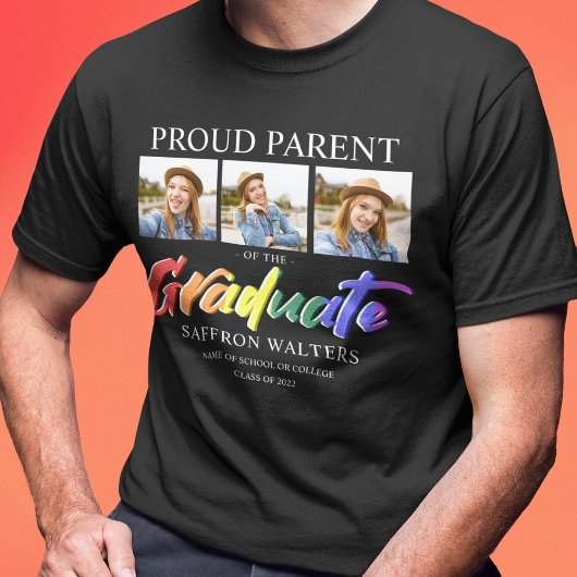 Rainbow Afgestudeerde 3 Foto Afstuderen T-shirt