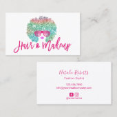 Rainbow Afro Hair Girl Mode Stylist Visitekaartje (Voorkant / Achterkant)