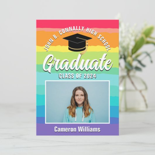 Rainbow Afstuderen Foto 2023 LGBTQ Afstuderen Aankondiging (Staand voorkant)