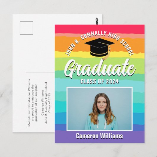 Rainbow Afstuderen foto Chic LGBTQ Afstuderen Briefkaart (Voorkant / Achterkant)