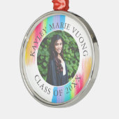 Rainbow Afstuderen Foto Elegant Custom Kerstmis Metalen Ornament (Links)