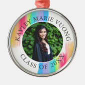 Rainbow Afstuderen Foto Elegant Custom Kerstmis Metalen Ornament (Voorkant)