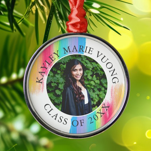Rainbow Afstuderen Foto Elegant Custom Kerstmis Metalen Ornament