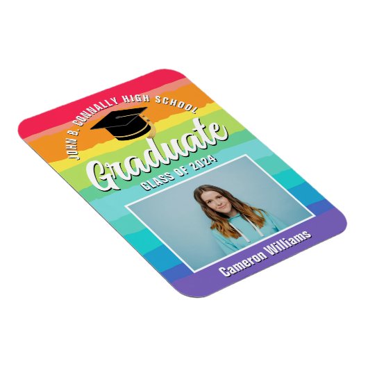 Rainbow Afstuderen foto LGBTQ Afstuderen Magneet (Rechterzijde)
