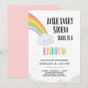 Rainbow After a Loss Girl Baby shower Kaart
