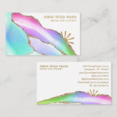 *~* Rainbow Agaat Gold Glitter Vein Pastel White Visitekaartje (Voorkant / Achterkant)