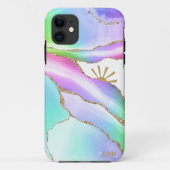 ** Rainbow Agaat Sun Rays Gold Pastel Case-Mate iPhone Case (Achterkant)