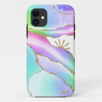 ** Rainbow Agaat Sun Rays Gold Pastel