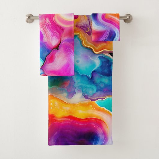 Rainbow Agate Colorful Abstract Geode Design Bad Handdoek (Insitu)
