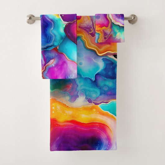Rainbow Agate Colorful Abstract Geode Design Bad Handdoek (Insitu)