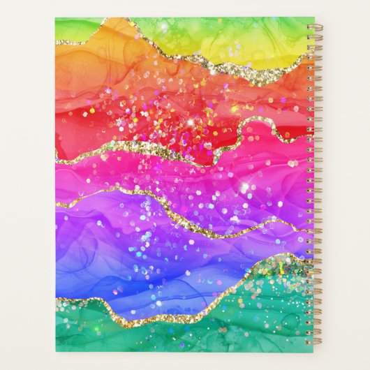 Rainbow Agate Glitter Marble Art Planner (Achterkant)