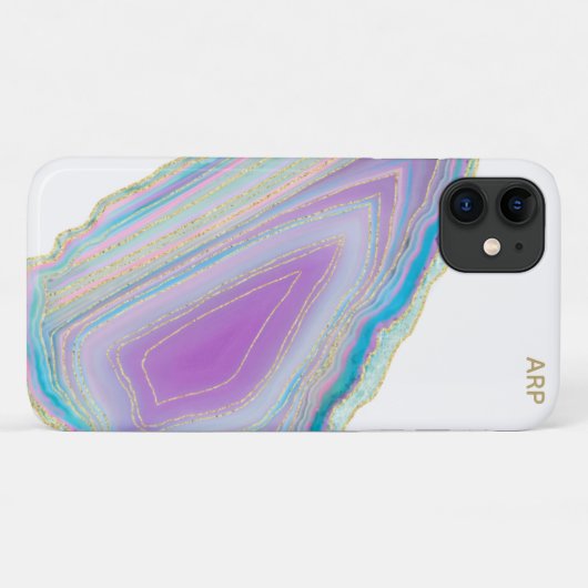 *~* Rainbow Agate Gold Glitter Pastel Case-Mate iPhone Case (Achterkant (horizontaal))