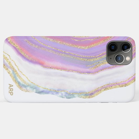 *~* Rainbow Agate Gold Glitter Pastel Roze Case-Mate iPhone Case (Achterkant (horizontaal))