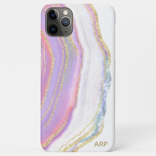 *~* Rainbow Agate Gold Glitter Pastel Roze Case-Mate iPhone Case (Achterkant)