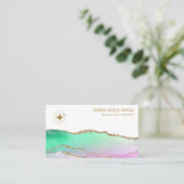 *~* Rainbow Agate Gold Glitter Vein Pastel Star Visitekaartje (Staand voorkant)