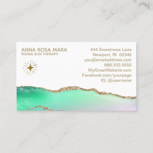 *~* Rainbow Agate Gold Glitter Vein Pastel Star Visitekaartje (Achterkant)