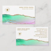 *~* Rainbow Agate Gold Glitter Vein Pastel Star Visitekaartje (Voorkant / Achterkant)