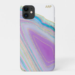 *~* Rainbow Agate Gold Glitter Veins Pastel Case-Mate iPhone Case