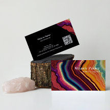 Rainbow Agate Marble QR Code Visitekaartje