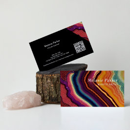 Rainbow Agate Marble QR Code Visitekaartje