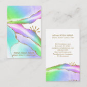 *~* Rainbow Agate Pastel Gold Glitter Veins Visitekaartje (Voorkant / Achterkant)