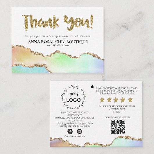 *~* Rainbow AGATE QR Logo DANK U Review AP8 Informatiekaartje (Voorkant / Achterkant)