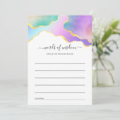 Rainbow Agate Stone Baby shower Game Advice Kaart (Staand voorkant)