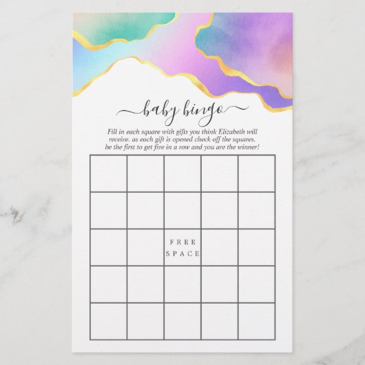 Rainbow Agate Stone Vrijgezellenfeest Bingo (Voorkant)