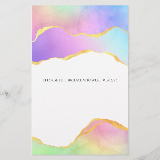 Rainbow Agate Stone Vrijgezellenfeest Bingo (Achterkant)