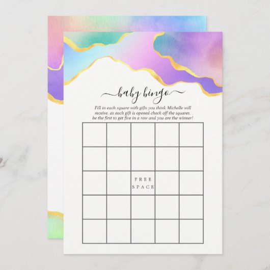 Rainbow Agate Stone Vrijgezellenfeest Bingo Kaart (Voorkant / Achterkant)