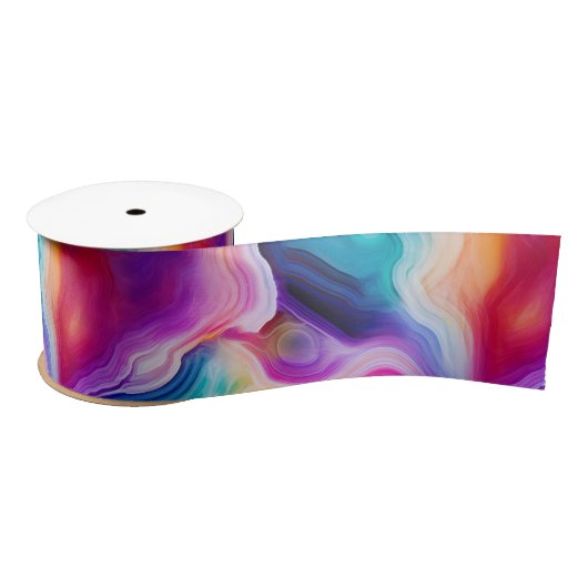 Rainbow Agate | Vibrant Abstract Stone Pattern Satijnen Lint (Spoel)
