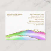 *~* Rainbow Agate White Gold Glitter Vein Pastel Visitekaartje (Achterkant)