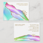 *~* Rainbow Agate White Gold Glitter Vein Pastel Visitekaartje (Voorkant / Achterkant)