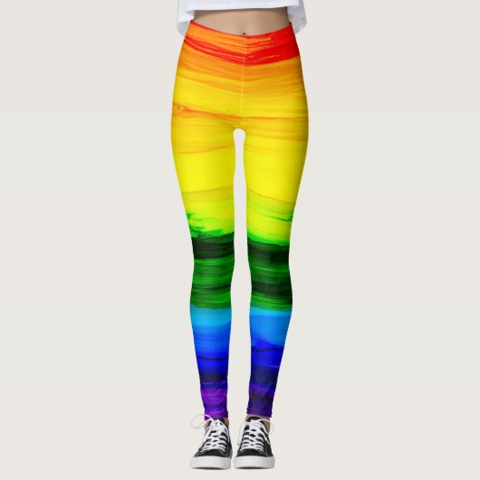 Rainbow Alcohol Ink Abstract Leggings (Voorkant)