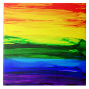 Rainbow Alcohol Ink Abstract Tegeltje