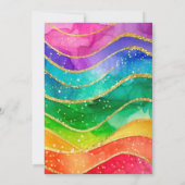 Rainbow Alcohol Ink Gold Glitter Wedding Kaart (Achterkant)