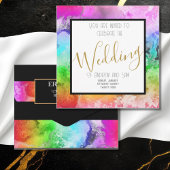 Rainbow Alcohol Ink Waterverf & Gold Font Kaart