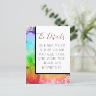 Rainbow Alcohol Ink Waterverf Wedding Details Briefkaart