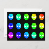 Rainbow Alien-hoofden kleurrijke multicolor ruimte Briefkaart (Voorkant / Achterkant)