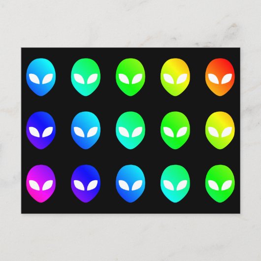 Rainbow Alien-hoofden kleurrijke multicolor ruimte Briefkaart (Voorkant)