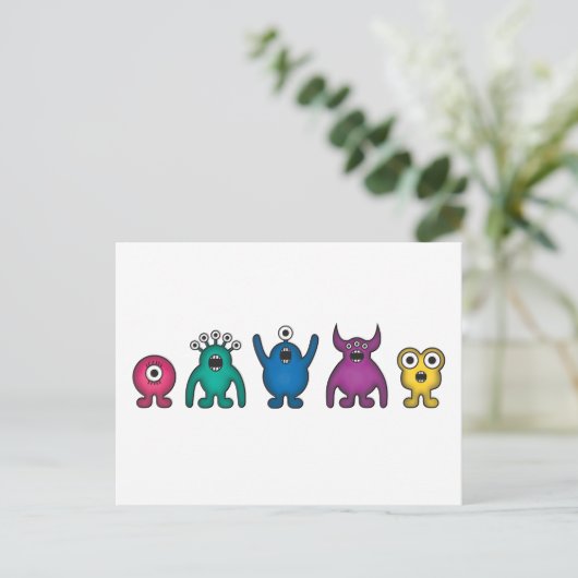 Rainbow Alien Monsters Briefkaart (Staand voorkant)