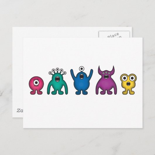 Rainbow Alien Monsters Briefkaart (Voorkant / Achterkant)